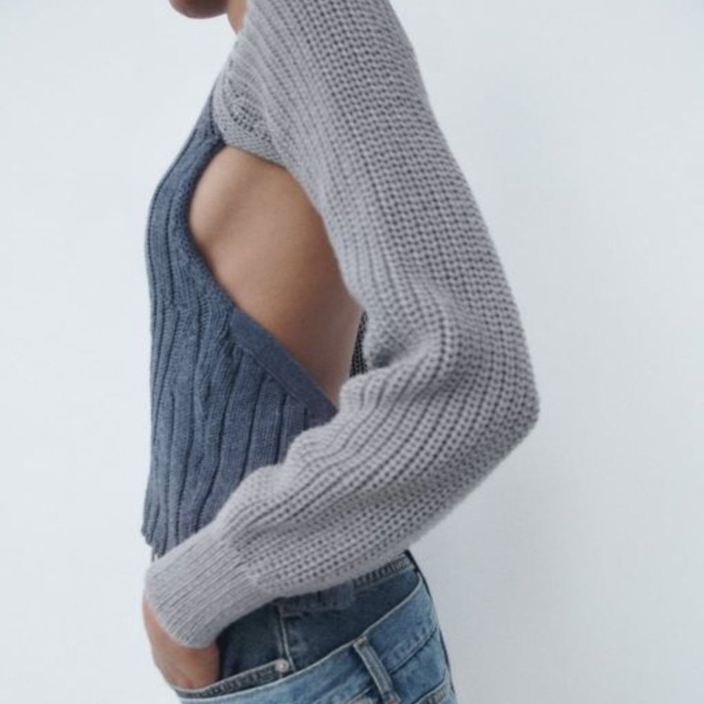ZARA OPEN BACK KNIT TOP Blue | 5802/118 size S